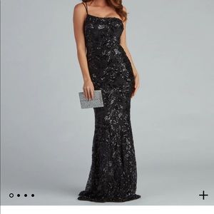 Black sequin prom dress size small
